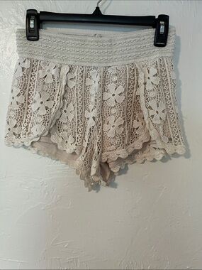No Boundaries Ivory Crochet Lace Shorts